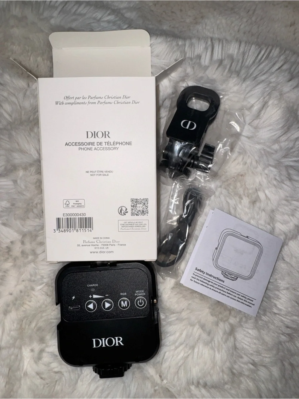 Dior Black Phone Accessory Kit with Mount and Remote Controls